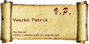 Vaszkó Patrik névjegykártya