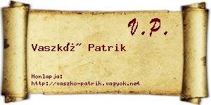 Vaszkó Patrik névjegykártya